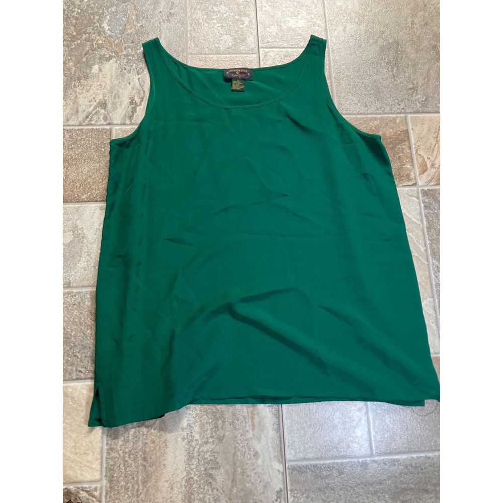 Charter Club by Jane Justin Silk Tank Top Emerald Green Size L